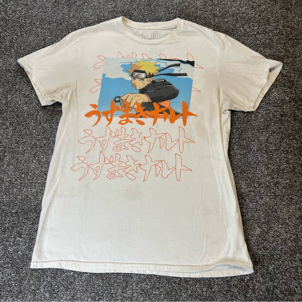 Naruto shirt‎ men’s medium white short sleeve shippuden graphic tee Y2k anime